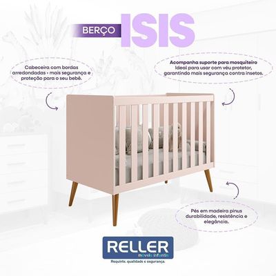 Kit Gêmeos Berço Americano Isis Rosa Com Colchões Supreme - Reller Móveis Rosa