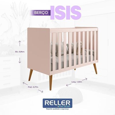 Kit Gêmeos Berço Americano Isis Rosa Com Colchões Supreme - Reller Móveis Rosa