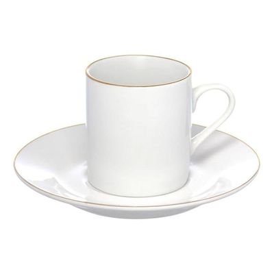 Jogo 4 Xícara De Café Porcelana Borda Dourada Com Pires Royal Premium 90ml Haüskraft
