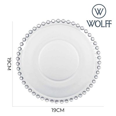 Jogo 2 Prato De Sobremesa Cristal Pearl Clear Transparente Bolinha Wolff 19cm