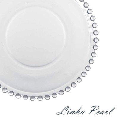 Jogo 2 Prato De Sobremesa Cristal Pearl Clear Transparente Bolinha Wolff 19cm