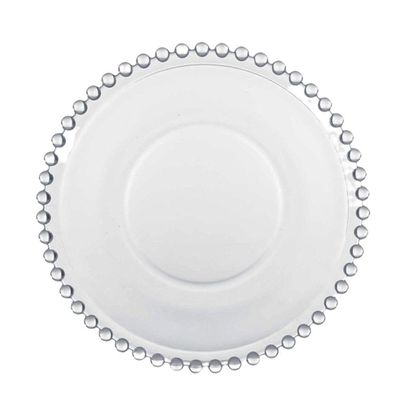 Jogo 2 Prato De Sobremesa Cristal Pearl Clear Transparente Bolinha Wolff 19cm