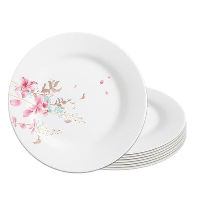 Aparelho De Jantar Jogo 18 Peças Prato Raso Sobremesa E Bowl Flowers Em Casa Tem