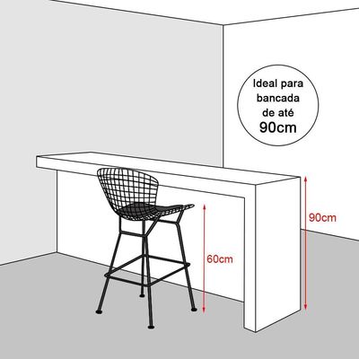 Kit 2 Banquetas Alta Bistrô Bertoia Preta D60 Com Assento Marrom