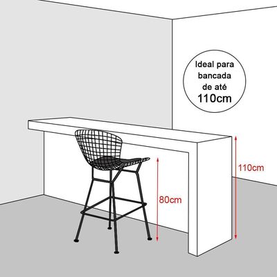 Banqueta Bertoia Cromada D80 Assento Sintético Branco