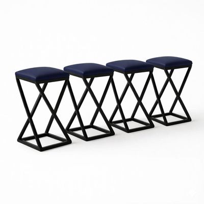 Kit 4 Banqueta Alta 80 Cm Cozinha Bar Balcão Bistrô Corino Azul Marinho