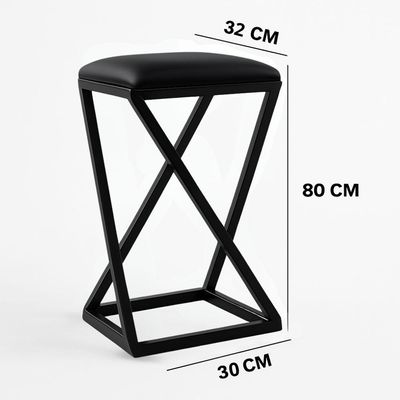 Kit 3 Banco Banqueta 80 Cm Alta Bancada Ferro Bistrô Corino Cor:azul Marinho