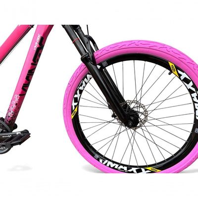 Bicicleta aro26 Vikingx Tuff Câmbios Shimano Freio Hidráulico 21v Freeride aroVmaxx Flame RosaPreto