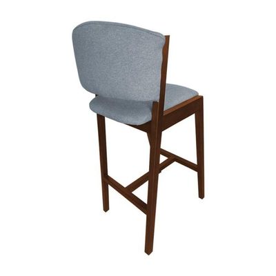 Kit 2 Banquetas Altas De Madeira Maciça Ana Em Linho Premium Cinza Linho Mel