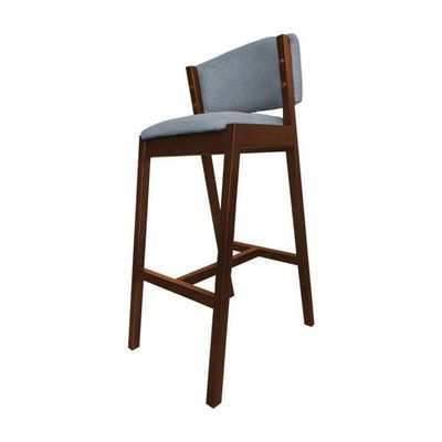 Kit 2 Banquetas Altas De Madeira Maciça Ana Em Linho Premium Cinza Linho Mel