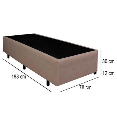 Cama Box Solteiro Sintético Mega Cama Bege 88x188x42cm