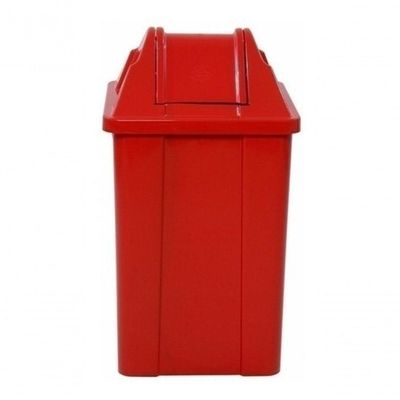 Kit 3 Lixeira Plástica Cesto Quadrado com Tampa Vai e Vem 60L Vermelho