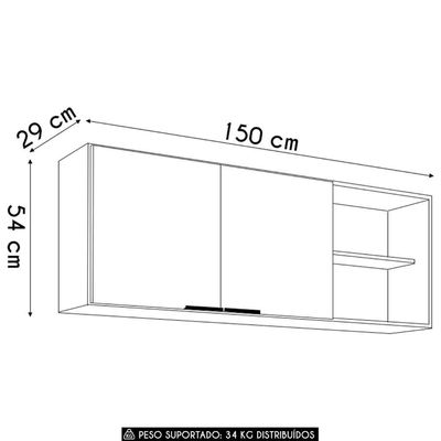Armário De Cozinha Aéreo 150cm Pérola Z34 Branco - Mpozenato