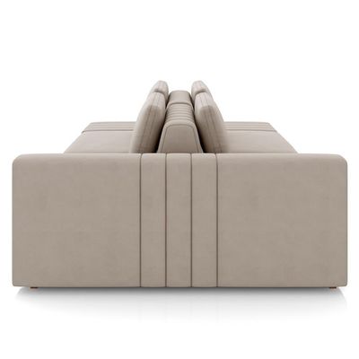 Sofá Ilha E Puff Sala Living 265cm Siesta M22 Veludo Bege - Mpozenato