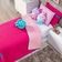 Kit Cobre Leito Colcha Solteiro Cupcake Pink/rosa Dupla Face Com Almofadas Estampadas 06 Peças