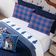 Kit Cobre Leito Colcha Queen Country Com Almofadas Estampadas 07 Peças - Dupla Face Percal 300 Fios Matelado Cor Azul