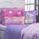 Kit Cobre Leito Colcha Casal Padrão Gatinhos Rosa/lilás Dupla Face Com Almofadas Estampadas 07 Peças