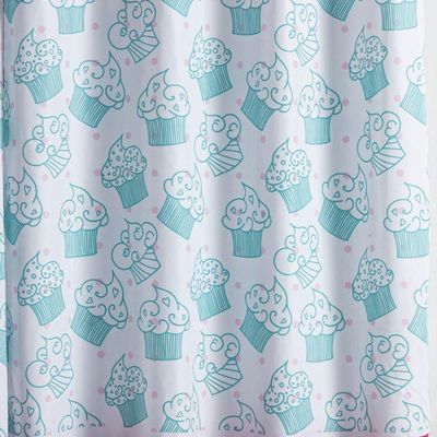 Cortina 2 Metros Para Quarto Estampada Infantil Cake Donuts Pink/tiffany 2,00m X 1,50m Para Varão Simples