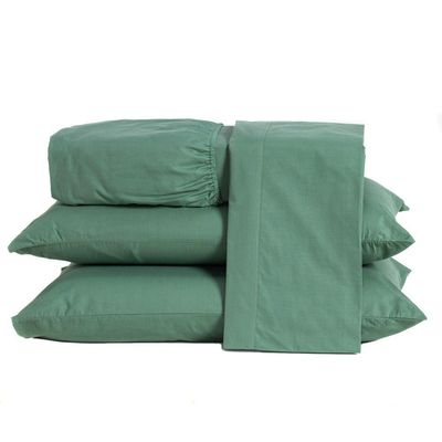 Jogo De Cama Lençol Solteiro Prestige Com Fronha 03 Peças - Tecido Liso Percal 300 Fios 100% Algodão Original Cor Verde