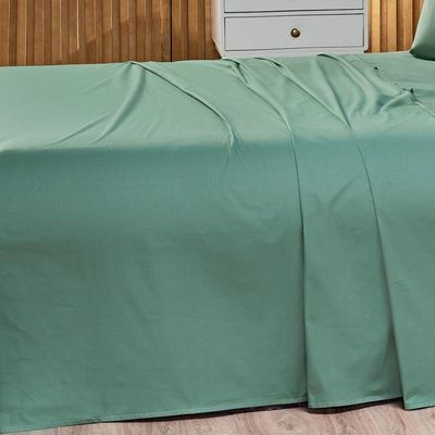 Jogo De Cama Lençol Solteiro Prestige Com Fronha 03 Peças - Tecido Liso Percal 300 Fios 100% Algodão Original Cor Verde