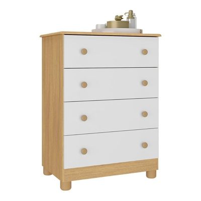 Cômoda Infantil 65cm Com 4 Gavetas Allegra Multimóveis Mp4421 Madeirado/branco Madeirado/branco