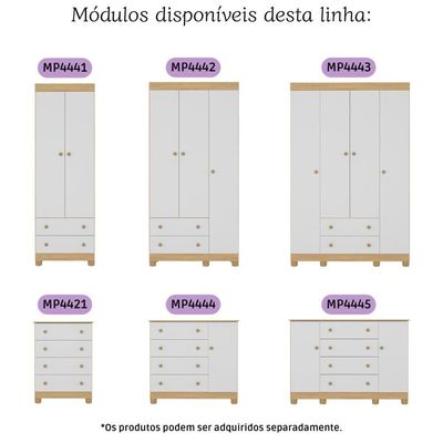 Cômoda Infantil 65cm Com 4 Gavetas Allegra Multimóveis Mp4421 Madeirado/branco Madeirado/branco