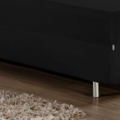 Jogo De Cama Solteiro Nobre 2 Peças Luva De Box 55cm De Altura Malha 100% Algodão - Preto