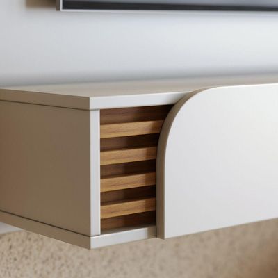 Home Suspenso Jurere 160cm 1 Porta Basculante - Ssx Multicoisas Cor Off White Matte/freijo