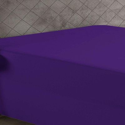 Lençol Com Elástico King Nobre 1 Peça Luva De Box 55cm De Altura Malha 100% Algodão - Roxo