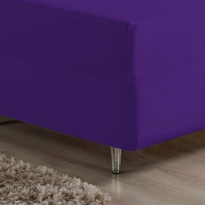 Lençol Com Elástico King Nobre 1 Peça Luva De Box 55cm De Altura Malha 100% Algodão - Roxo