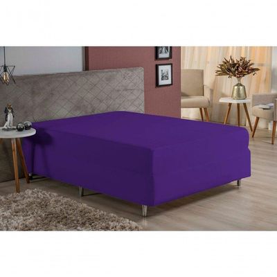 Lençol Com Elástico King Nobre 1 Peça Luva De Box 55cm De Altura Malha 100% Algodão - Roxo