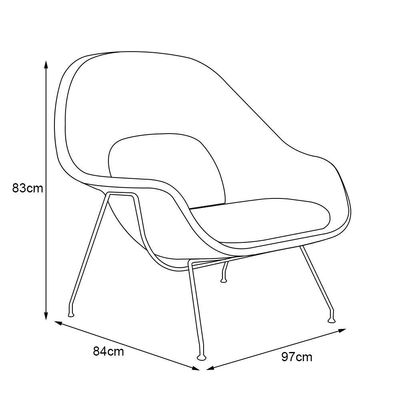 Poltrona Womb Chair Com Puff Cromada Linho Bege