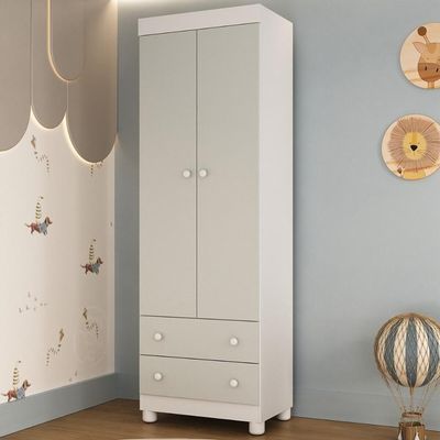 Guarda-roupa Infantil 62cm 2 Portas E 2 Gavetas Allegra Multimóveis Mp4441 Branco/off White Branco/off White