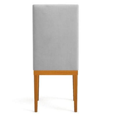 Kit 2 Cadeiras De Jantar Solana Veludo Cinza Base De Madeira - Pallazio