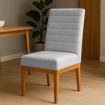 Kit 2 Cadeiras De Jantar Solana Veludo Cinza Base De Madeira - Pallazio