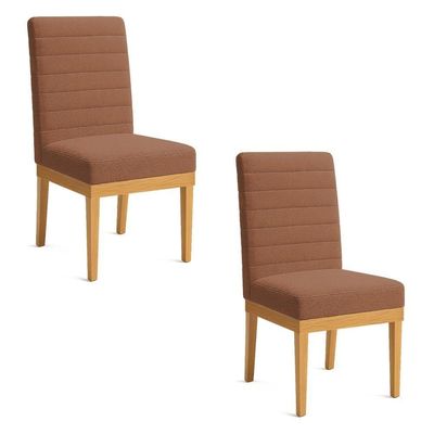 Kit 6 Cadeiras De Jantar Solana Boucle Base De Madeira - Pallazio Cor Terracota