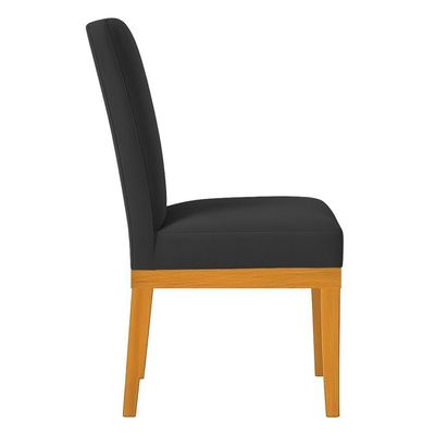 Kit 6 Cadeiras De Jantar Brisa Suede Preto Base De Madeira - Pallazio
