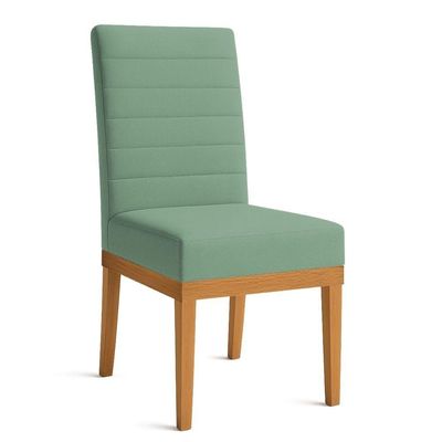 Kit 8 Cadeiras De Jantar Solana Linho Base De Madeira - Pallazio Cor Verde Oliva