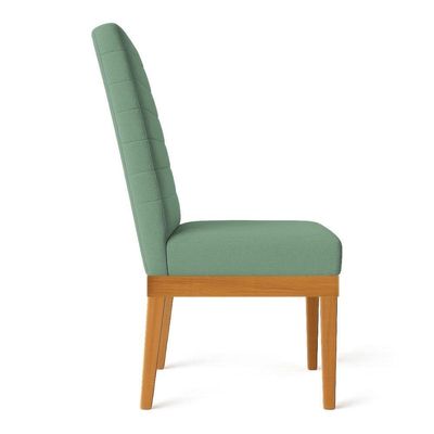 Kit 8 Cadeiras De Jantar Solana Linho Base De Madeira - Pallazio Cor Verde Oliva