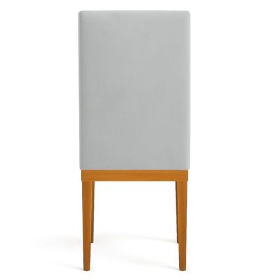 Kit 4 Cadeiras De Jantar Solana Suede Base De Madeira - Pallazio Cor Cinza