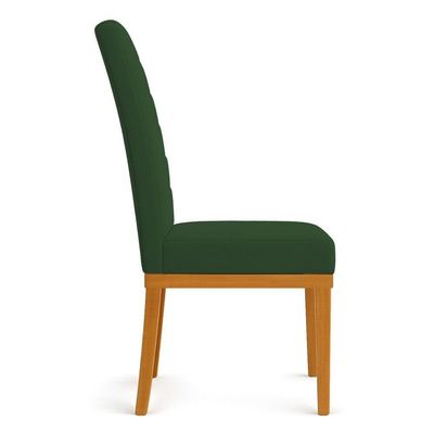 Kit 4 Cadeiras De Jantar Solana Veludo Base De Madeira - Pallazio Cor Verde