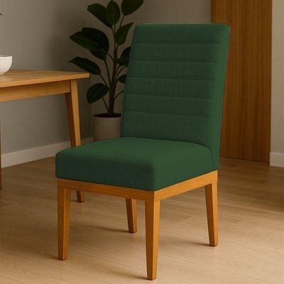 Kit 4 Cadeiras De Jantar Solana Veludo Base De Madeira - Pallazio Cor Verde