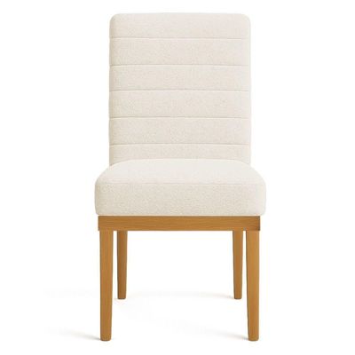 Kit 2 Cadeiras De Jantar Solana Boucle Base De Madeira - Pallazio Cor Bege