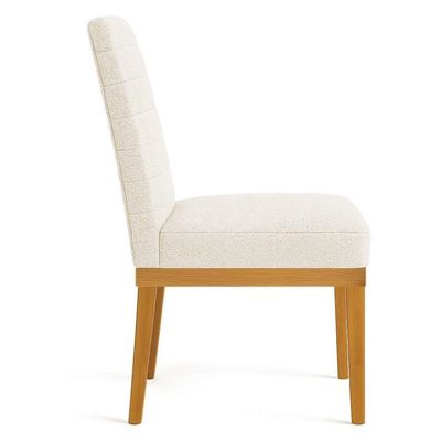 Kit 2 Cadeiras De Jantar Solana Boucle Base De Madeira - Pallazio Cor Bege