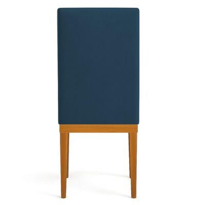 Kit 8 Cadeiras De Jantar Solana Suede Azul Marinho Base De Madeira - Pallazio