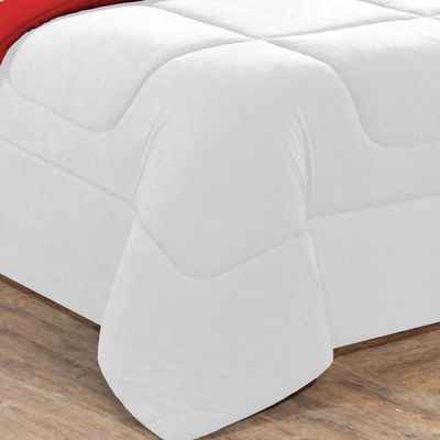 Kit Edredom Malha 100% Algodão Gran Moratta 3 Peças King - Branco/Vermelho
