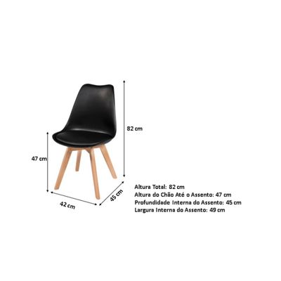 Cadeira Leda Preta - Charles Eames Wood com Almofada
