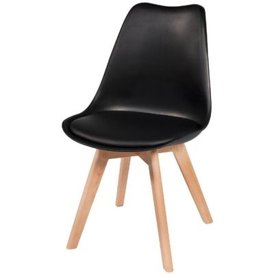 Cadeira Leda Preta - Charles Eames Wood com Almofada