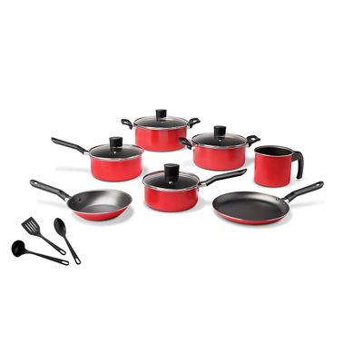 Jogo de Panelas Salt Vermelho Antiaderente Pro Flon 10 Peças - Brinox 7001/434