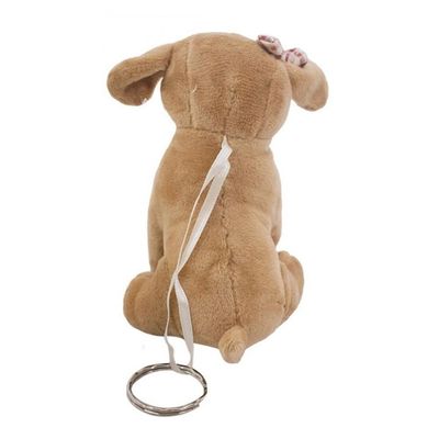 Chaveiro Cachorro Pelúcia Marrom Com Laço 11cm